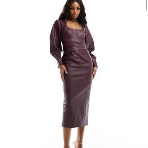 ASOS Plum Faux Leather Midi Dress